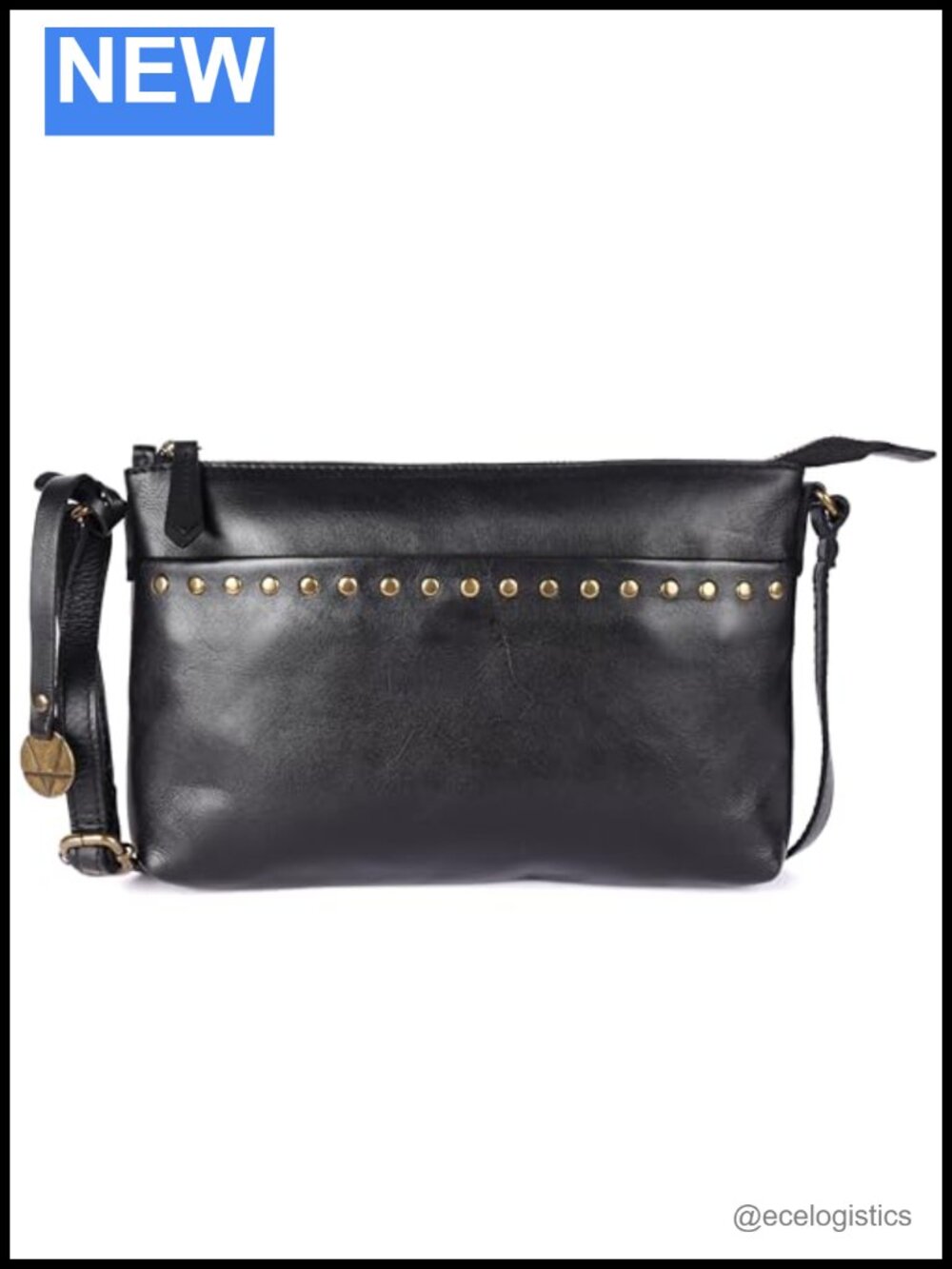 Italian Leather Boho Studded Crossbody Shoulder Bag